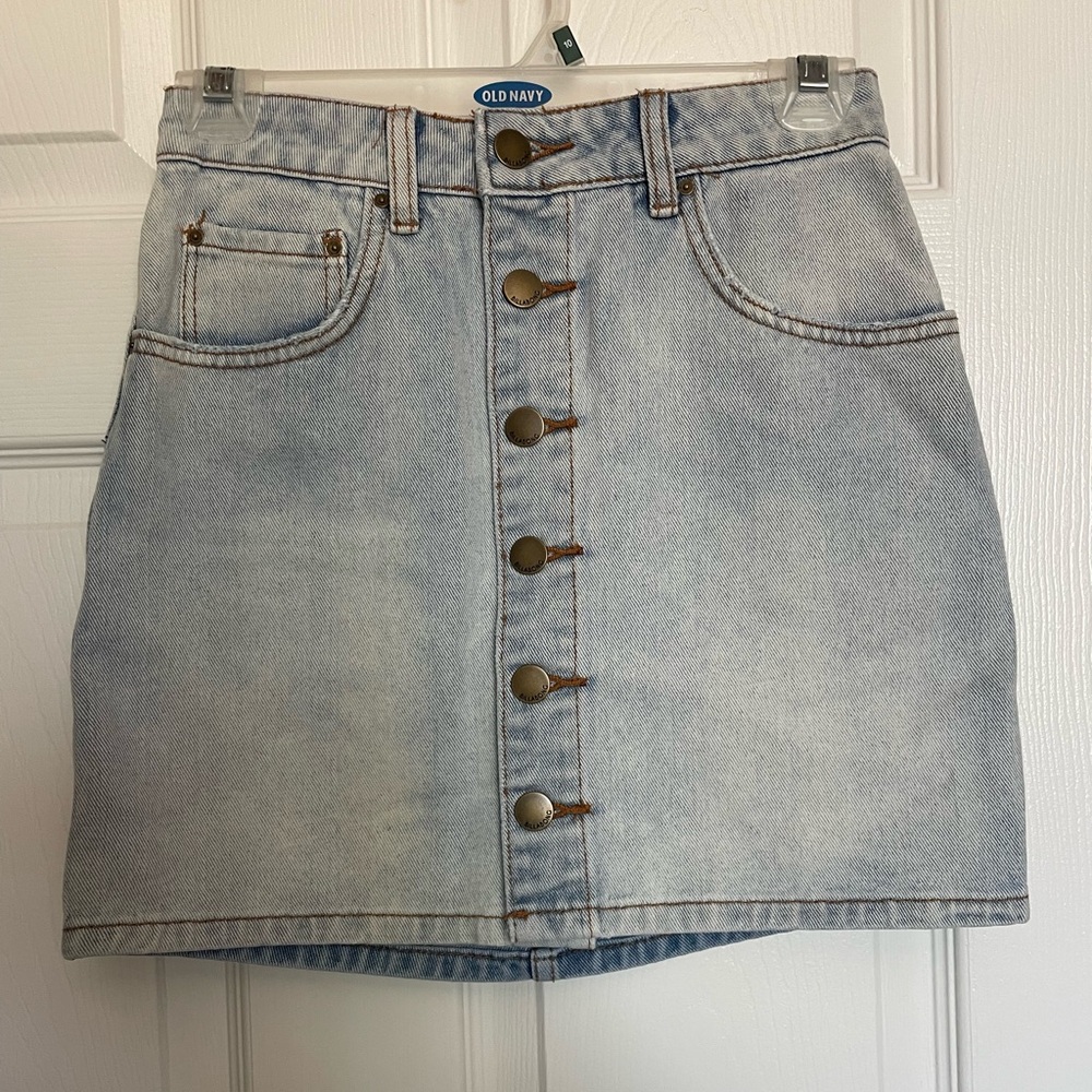 Billabong Light Blue Button-Up Mini Skirt